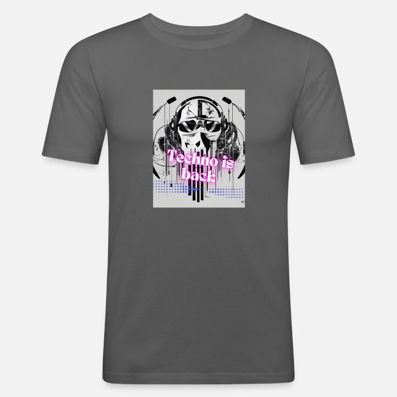 Techno is back - Männer Slim Fit T-Shirt - Graphite