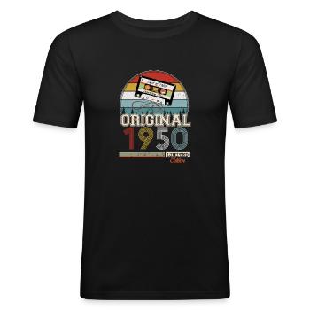 Elegantes Retro-Geschenk: 1950er Jahre Vintage - Männer Slim Fit T-Shirt - Schwarz - Vorne - Nik (191cm)