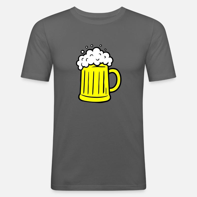 Bier Comic Bierglas - Männer Slim Fit T-Shirt - Graphite