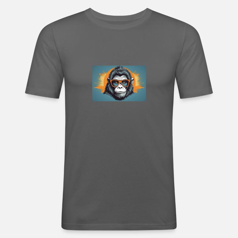 Gorillas mit Schutzbrille - Männer Slim Fit T-Shirt - Graphite