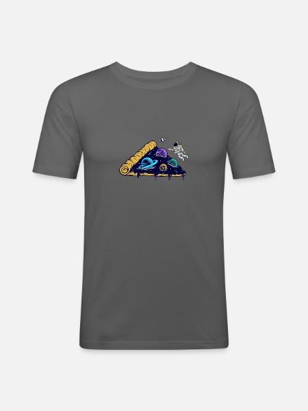space pizza - Männer Slim Fit T-Shirt - Graphite