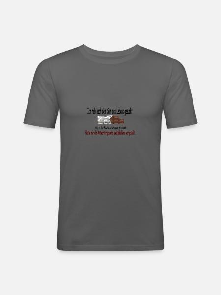 Sinn des Lebens Schoki - Männer Slim Fit T-Shirt - Graphite