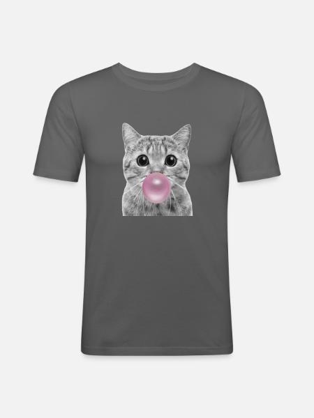 Bubble Cat - Men's Slim Fit T-Shirt - graphite grey