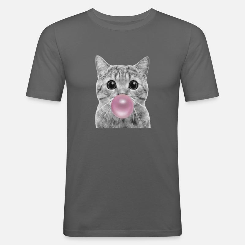 Bubble Katze - Männer Slim Fit T-Shirt - Graphite