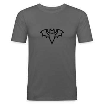 « Icône de contour noir minimaliste - Design polyvalent » - T-shirt près du corps Homme - gris graphite - Devant - Nik (191cm)