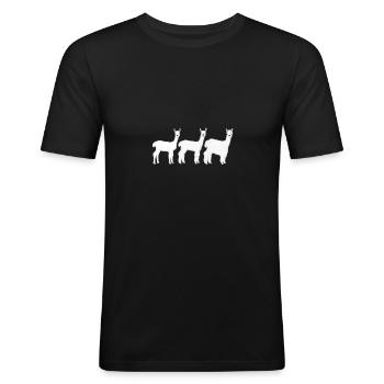 Alpaka Wolle - Männer Slim Fit T-Shirt - Schwarz - Vorne - Nik (191cm)