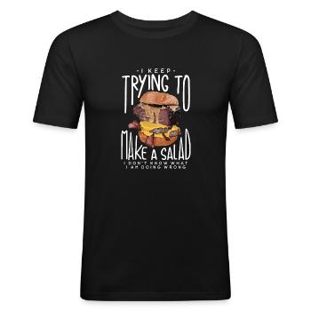 Mein Versagen bei der Zubereitung eines Salats - Männer Slim Fit T-Shirt - Schwarz - Vorne - Nik (191cm)