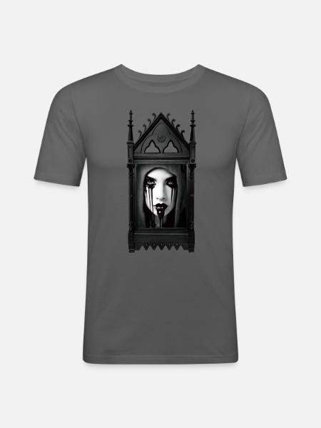 Porzellanfrau und Gothic-Rahmen - Männer Slim Fit T-Shirt - Graphite