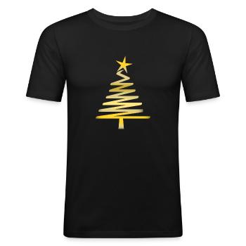 Noël doré - T-shirt près du corps Homme - noir - Devant - Nik (191cm)