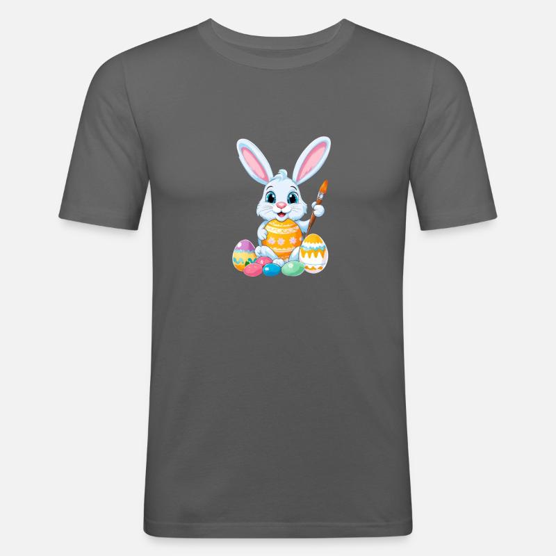 Easter bunny with Easter eggs - Men's Slim Fit T-Shirt - graphite grey