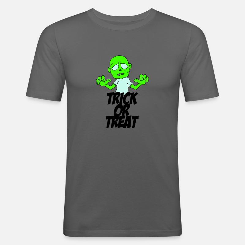 zombie trick or treat - Männer Slim Fit T-Shirt - Graphite