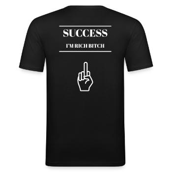 GET RICH - Männer Slim Fit T-Shirt - Schwarz - Hinten - Nik (191cm)