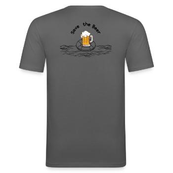 Rette das Bier... - Männer Slim Fit T-Shirt - Graphite - Hinten - Nik (191cm)