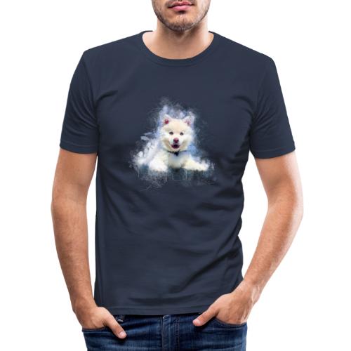 Siberian Husky White Lindo Cachorro -por- Wyll-Fryd - Camiseta ajustada hombre