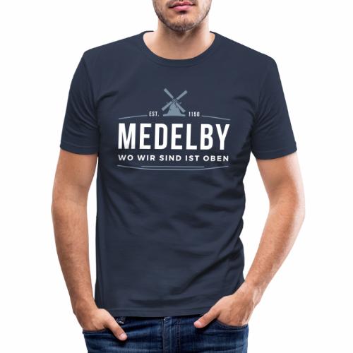 Medelby - Wo wir sind ist oben - Männer Slim Fit T-Shirt