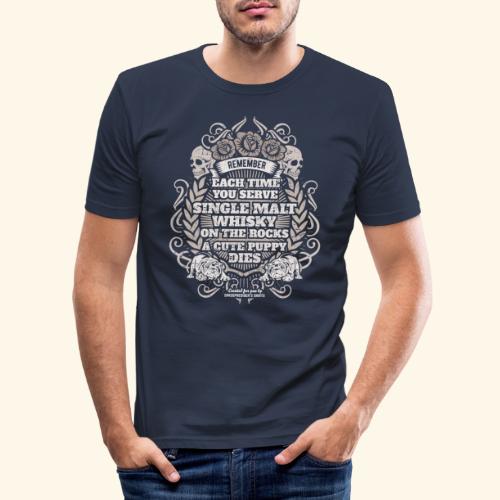 Single Malt Puppy Sepia - Männer Slim Fit T-Shirt