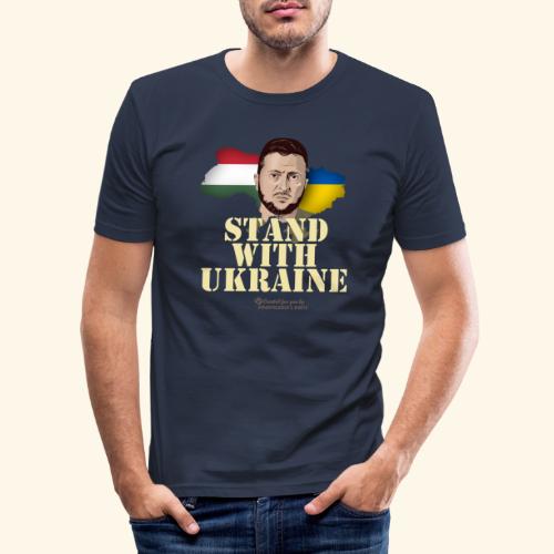 Selenskyj T-Shirt Design Ungarn Stand with Ukraine - Männer Slim Fit T-Shirt