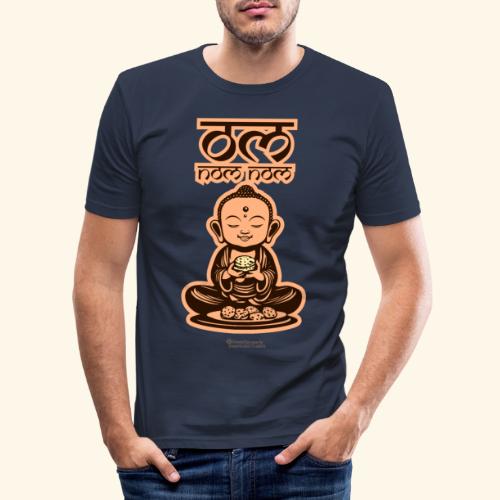 Om Nom Nom Buddha mit Keks - Männer Slim Fit T-Shirt