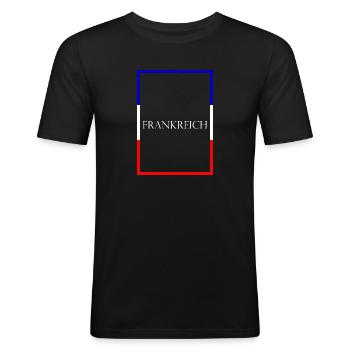 France France, Statement lettering with flag - Men's Slim Fit T-Shirt - black - Front - Nik (191cm)