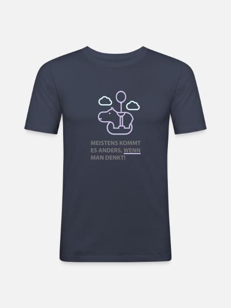 Flying Hippo.ai - Männer Slim Fit T-Shirt - Navy