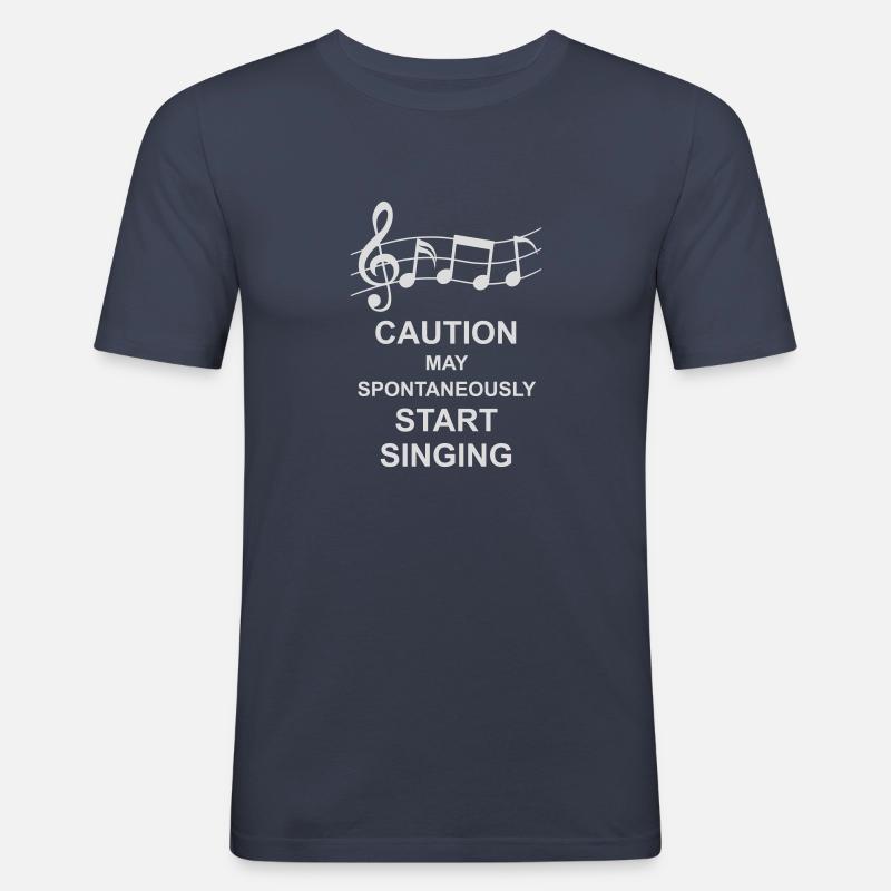 may spontaneously start singing - Männer Slim Fit T-Shirt - Navy