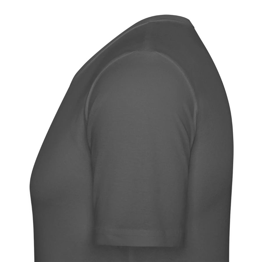 Kraken Island badge on a men's slim fit t-shirt, graphite grey, left