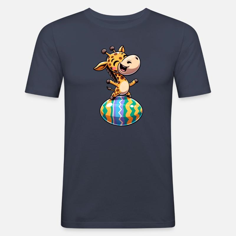 Easter Giraffe Dances, Dancer Egg - Men's Slim Fit T-Shirt - navy