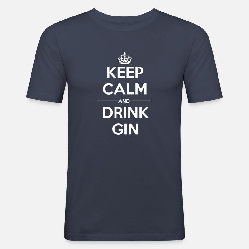 Drinks Keep calm Gin - Männer Slim Fit T-Shirt - Navy