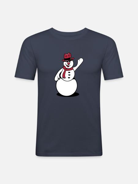 Waving snowman - Men's Slim Fit T-Shirt - navy