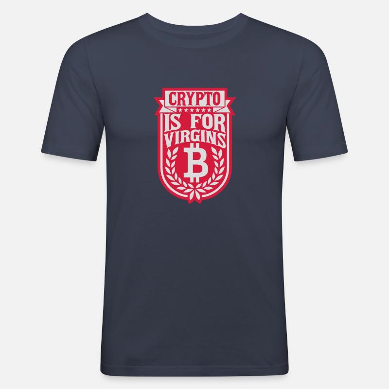 crypto is for virgins - Männer Slim Fit T-Shirt - Navy