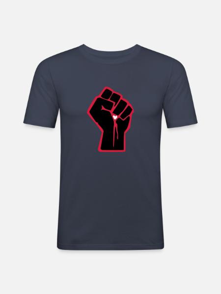 Faust mit Herz - Männer Slim Fit T-Shirt - Navy