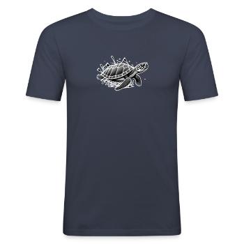Geo_Schildkröte_3 - T-shirt près du corps Homme - bleu marine - Devant - Nik (191cm)