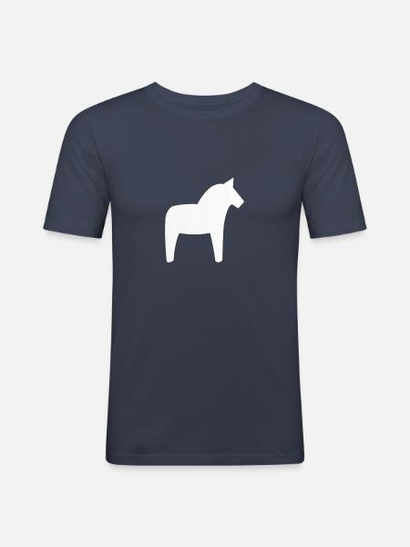 Dalahäst Pferd Schweden - Männer Slim Fit T-Shirt - Navy