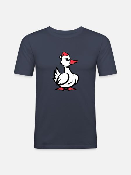 Duck Comic Christmas - Men's Slim Fit T-Shirt - navy