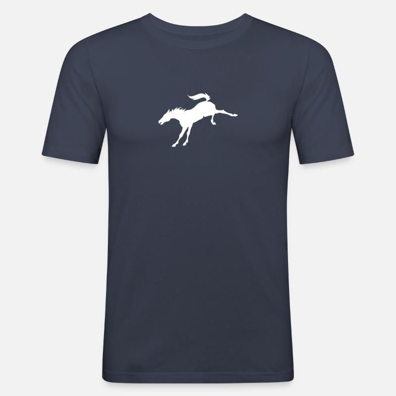 Bockendes Pferd - Männer Slim Fit T-Shirt - Navy