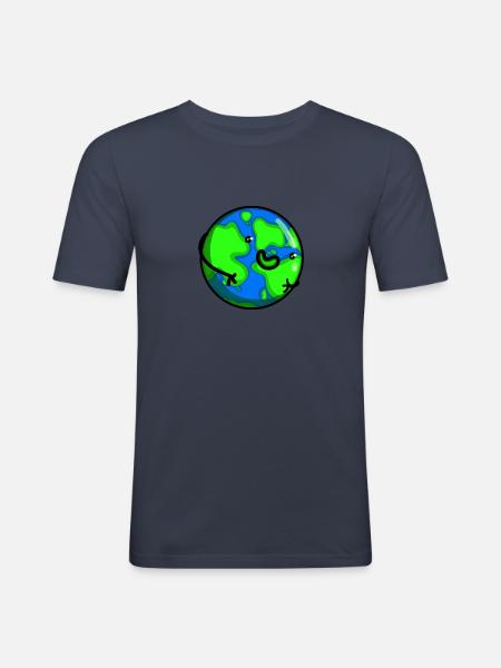 Planet Erde - Männer Slim Fit T-Shirt - Navy