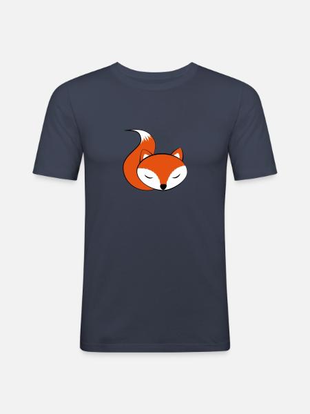schlafender FoxiFuchs - Männer Slim Fit T-Shirt - Navy