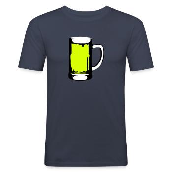 Bier - Männer Slim Fit T-Shirt - Navy - Vorne - Nik (191cm)