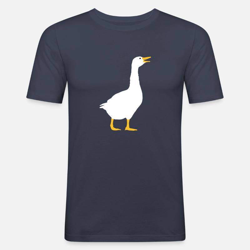 Lachende Gans Design - Männer Slim Fit T-Shirt - Navy