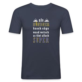 Bündner - Männer Slim Fit T-Shirt - Navy - Vorne - Nik (191cm)