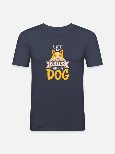 better with a dog - Men's Slim Fit T-Shirt - navy