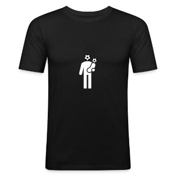 Père et fils passionnés de football - T-shirt près du corps Homme - noir - Devant - Nik (191cm)