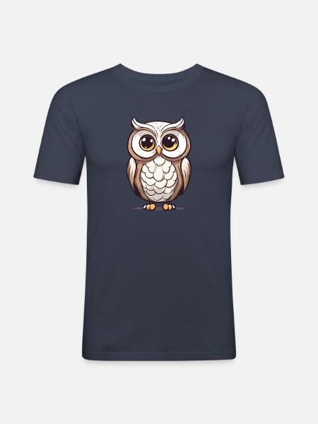Kauz / Eule - Männer Slim Fit T-Shirt - Navy