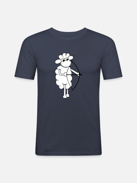 Schaf mit Bogen - Männer Slim Fit T-Shirt - Navy