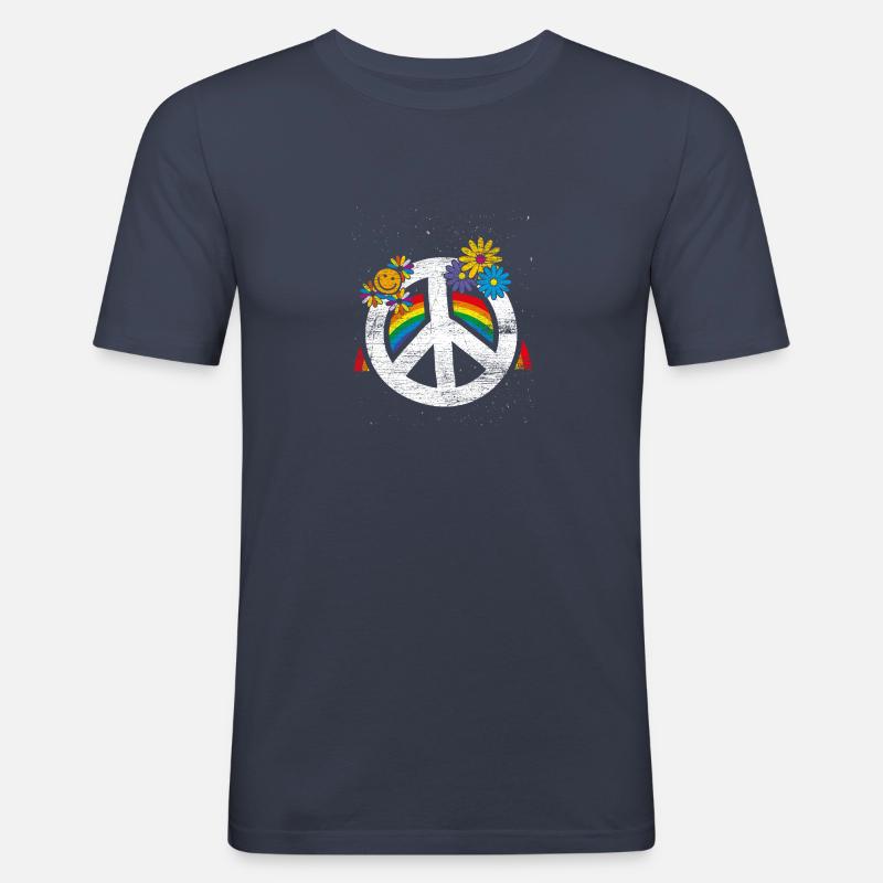 Peacezeichen Geschenk - Männer Slim Fit T-Shirt - Navy
