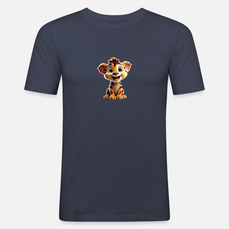 Merry Lion Cub - Men's Slim Fit T-Shirt - navy