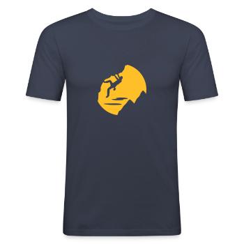 Klatring, tovværk, knob, bjerg, carbine, - Herre Slim Fit T-Shirt - marineblå - Foran - Nik (191cm)