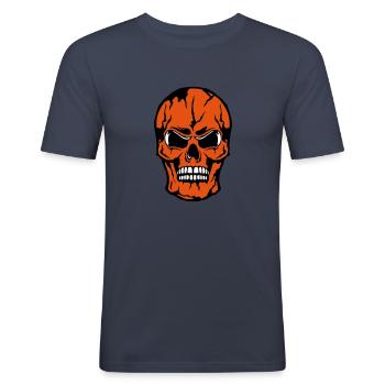 Todeskopf crane halloween - Männer Slim Fit T-Shirt - Navy - Vorne - Nik (191cm)