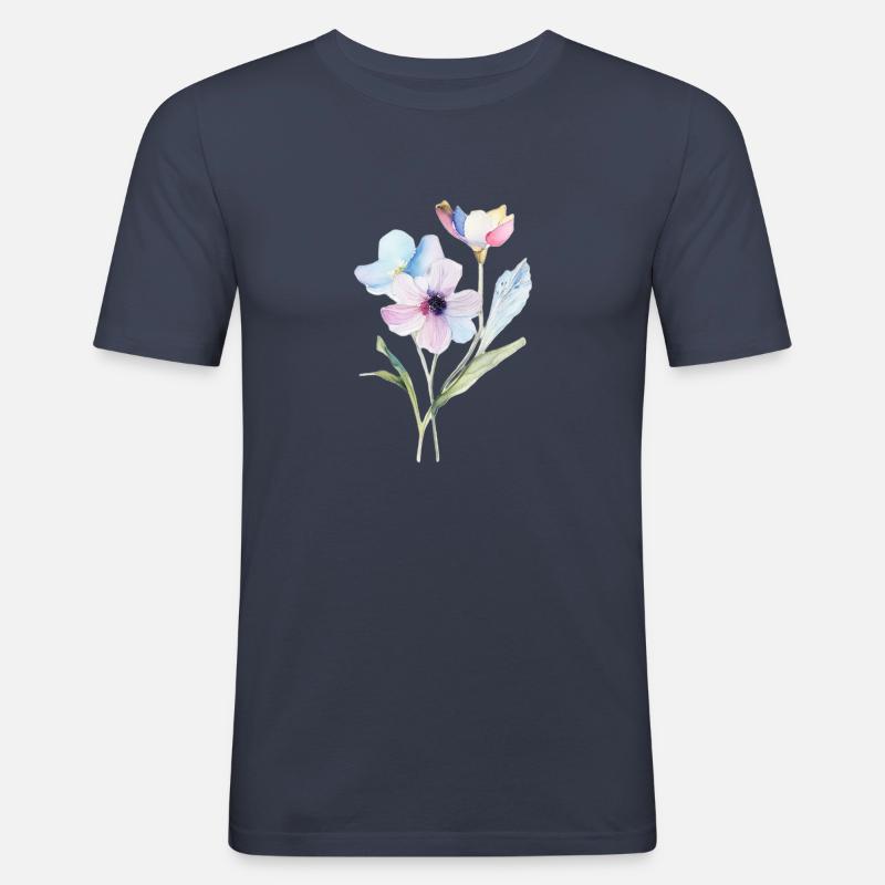 Tiny Flower - Männer Slim Fit T-Shirt - Navy