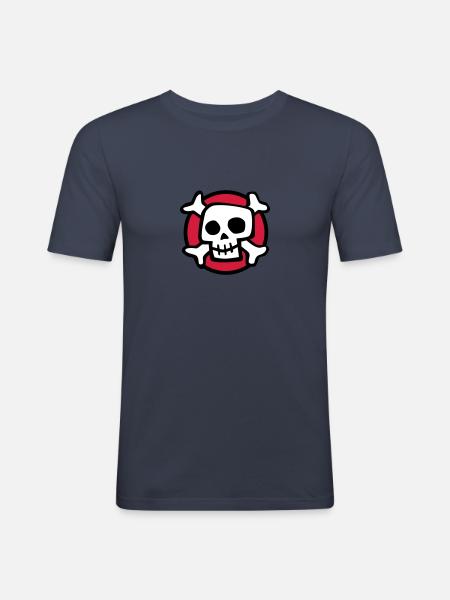 comic_skull_072011_a_3c - Männer Slim Fit T-Shirt - Navy